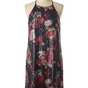 Multicolor Sequin Floral Midi Dress